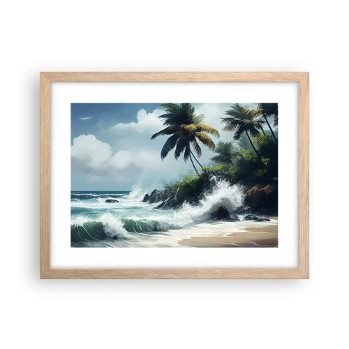 Plagát v ráme zo svetlého duba - Na tropickom pobreží - 40x30 cm