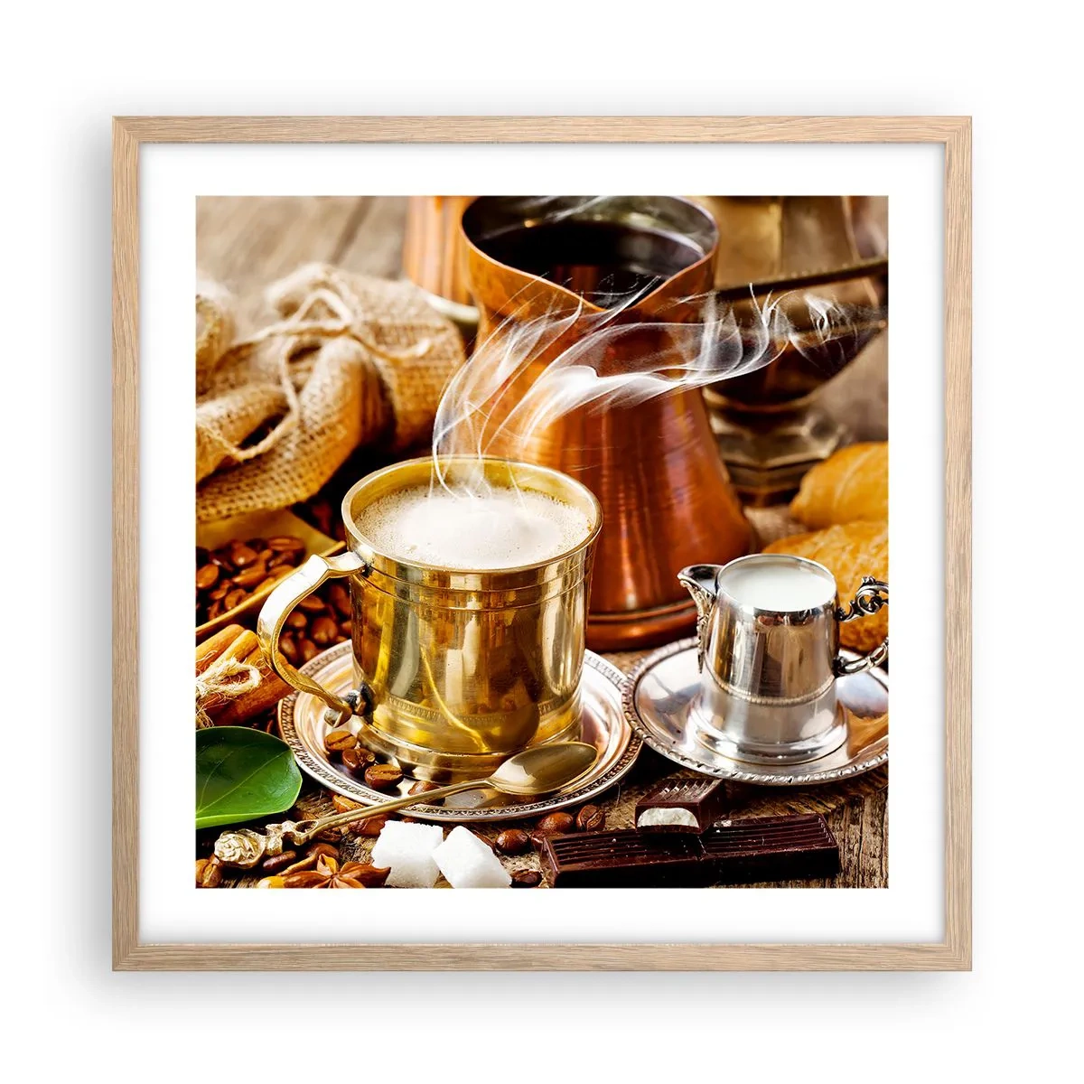 Plagát v ráme zo svetlého duba - Pekný deň prajem! - 50x50 cm