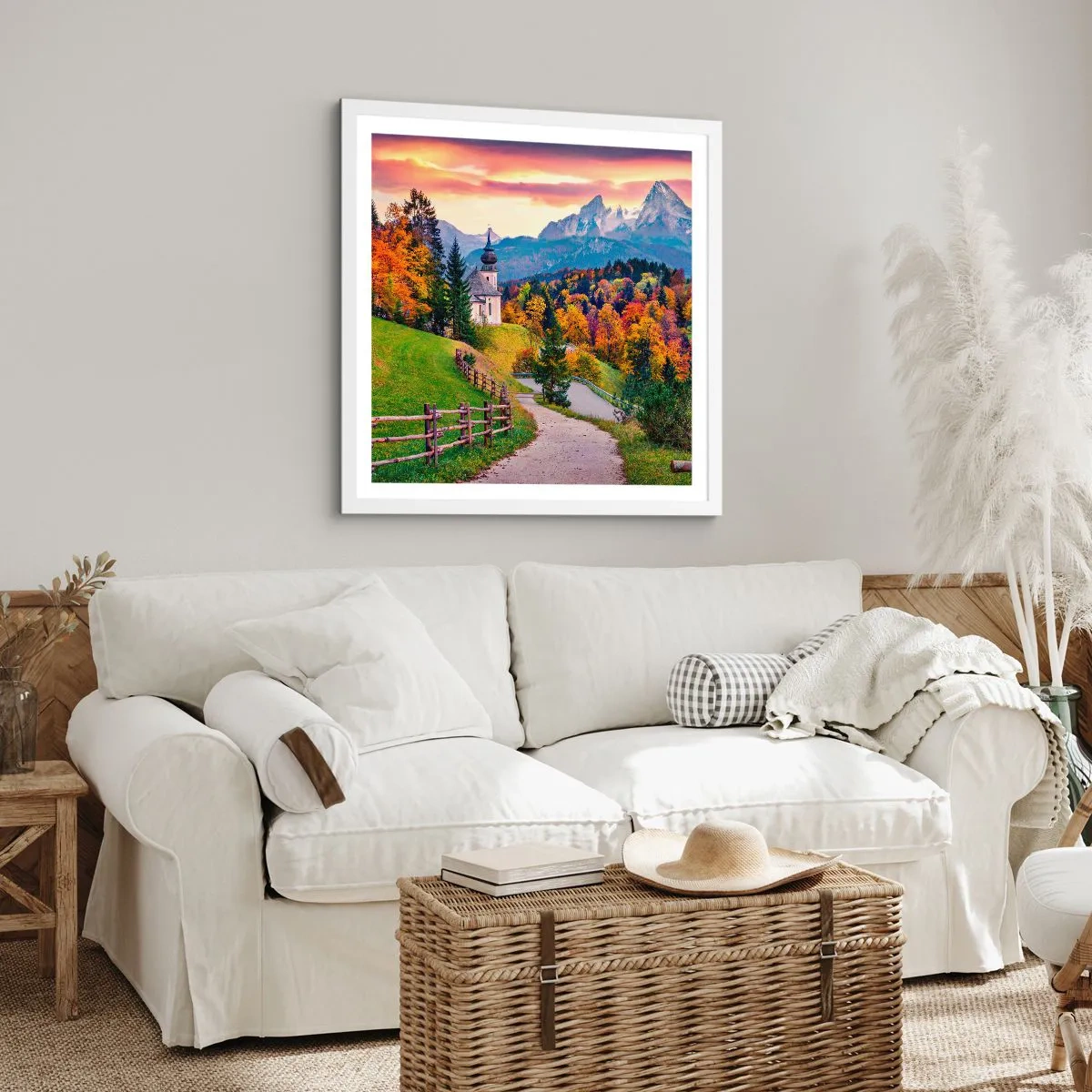 Plagát v bielom ráme - Úplne ideálna krajina - 40x40 cm