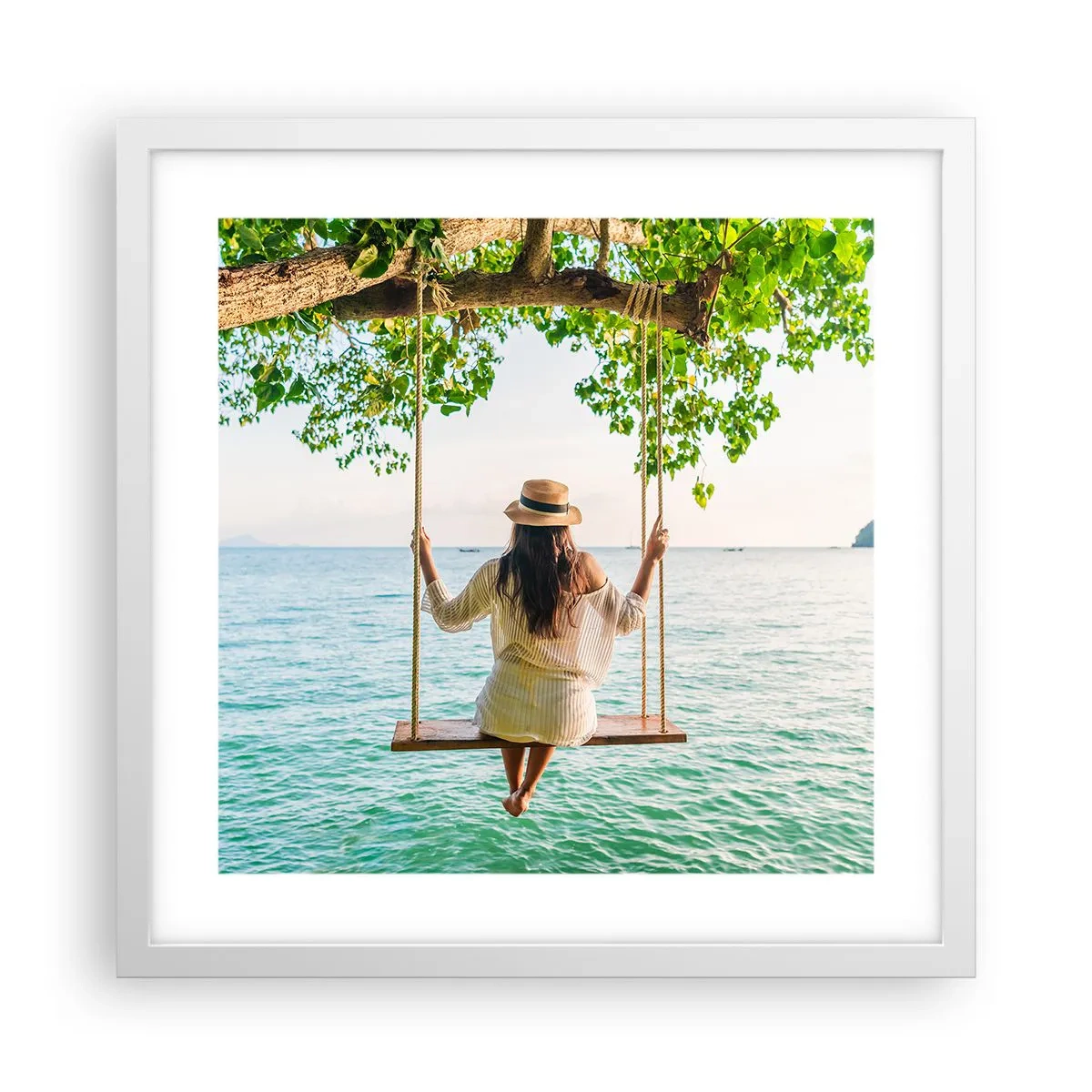 Plagát v bielom ráme - Život je krásny - 40x40 cm