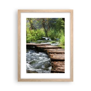 Plagát v ráme zo svetlého duba - Pri spenenom vodopáde - 30x40 cm