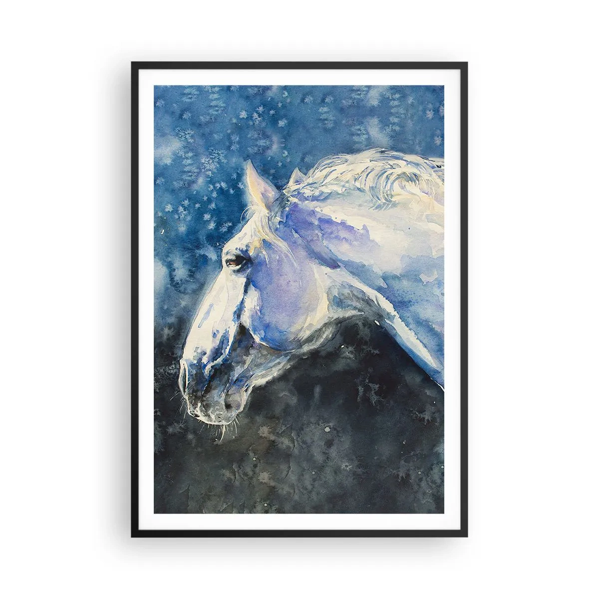 Plagát v čiernom ráme - Portrét v modrej žiare - 70x100 cm
