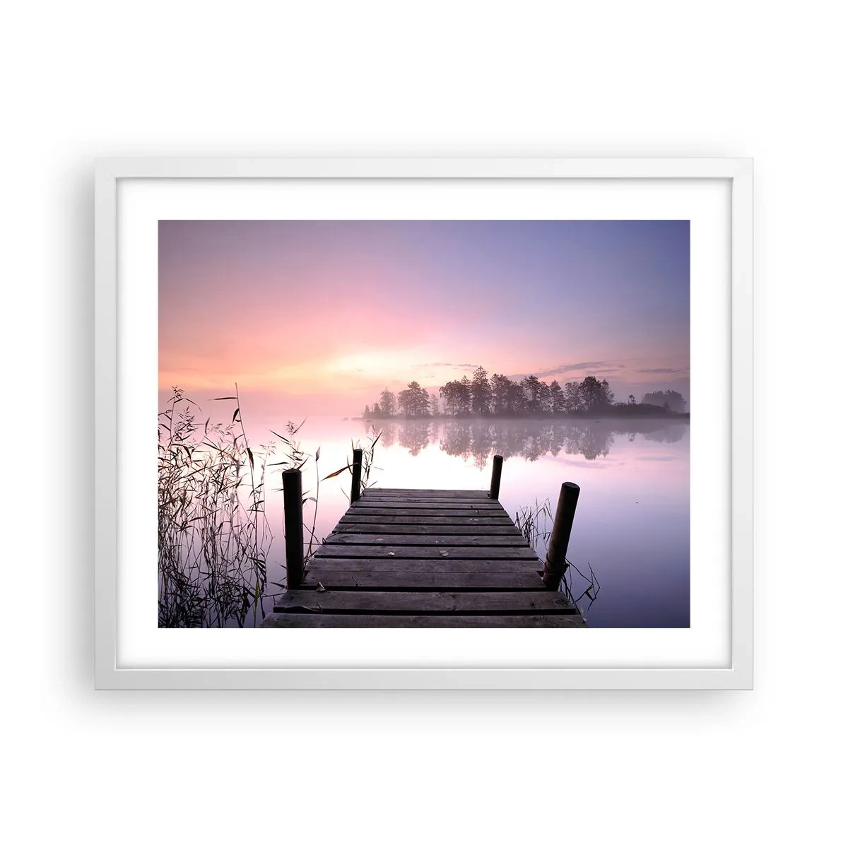 Plagát v bielom ráme - Z ľaliovej hmly… - 50x40 cm