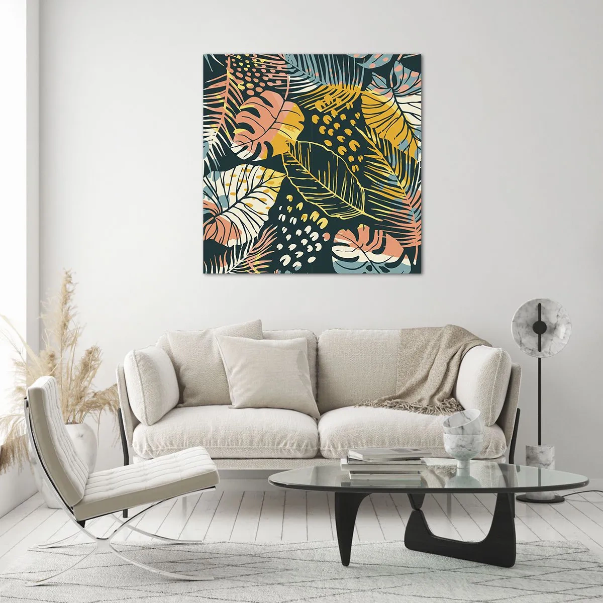 Obraz na skle - Listová fantázia - 70x70 cm