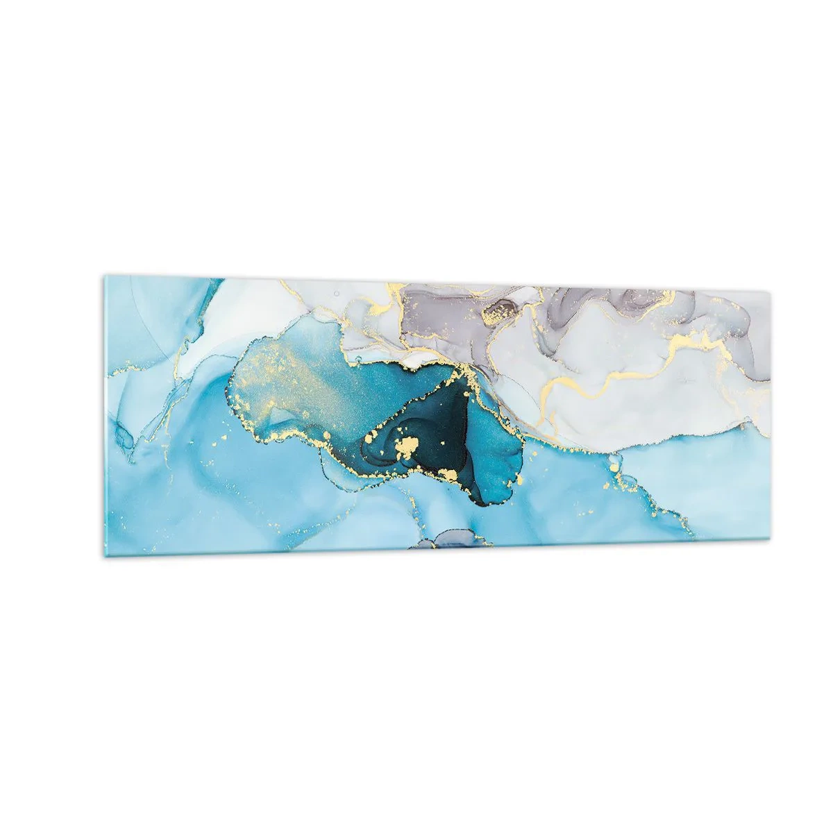 Obraz na skle - Štúdia o stretnutí šedej a tyrkysovej - 140x50 cm