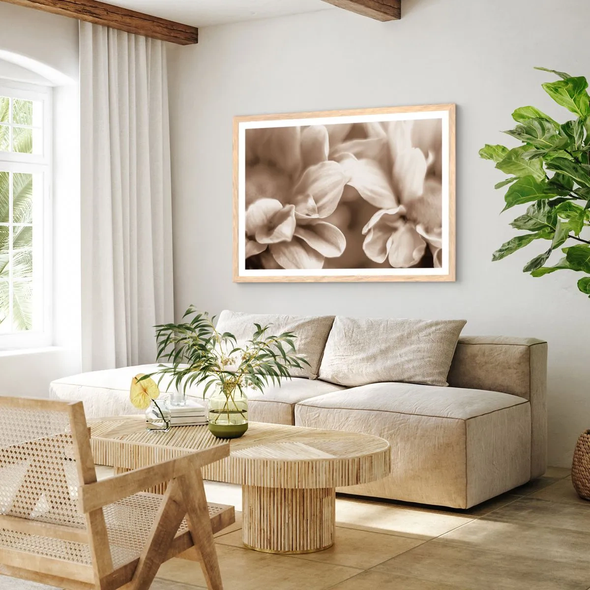 Plagát v ráme zo svetlého duba - Nežné ako úsmev - 100x70 cm