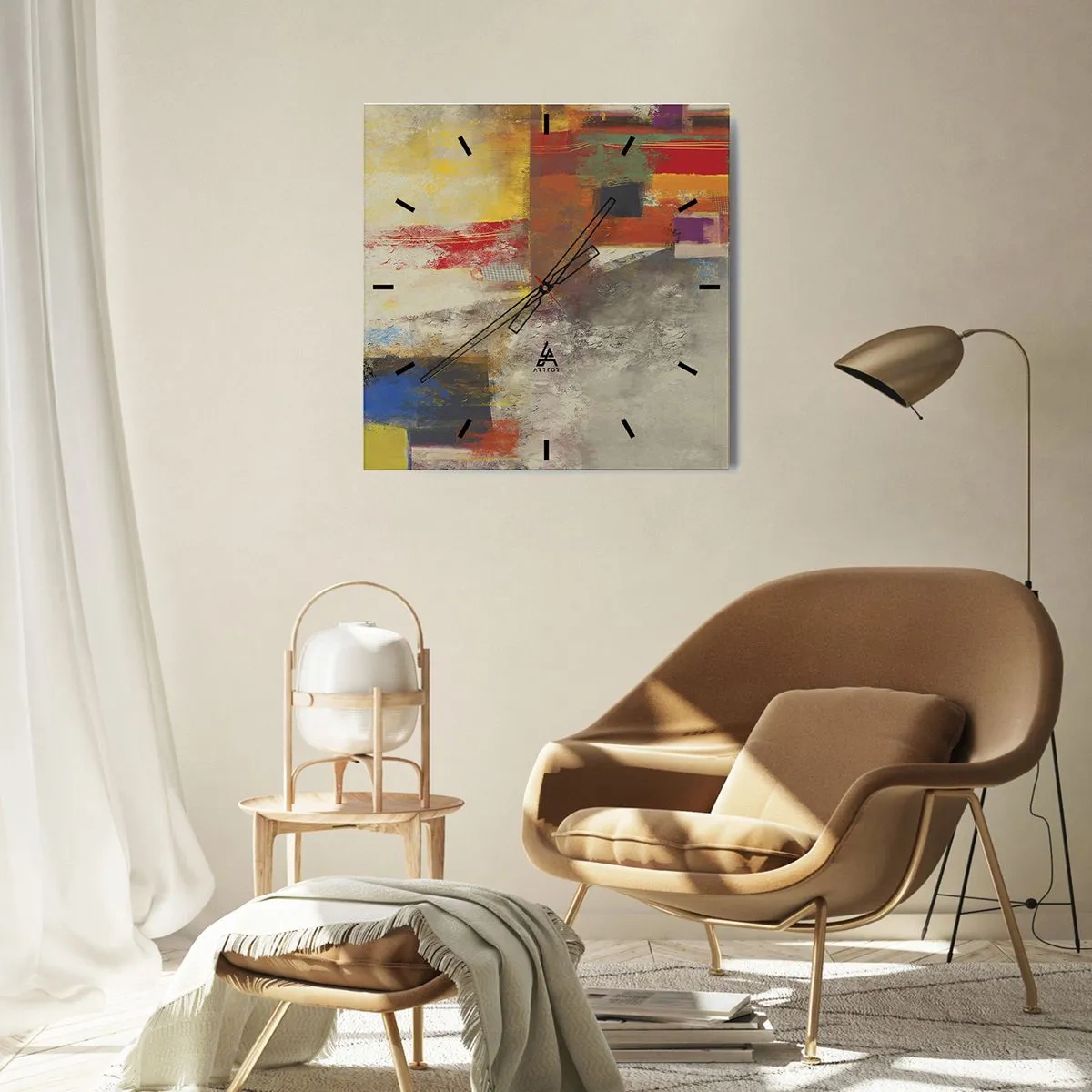 Nástenné hodiny - Geometria farieb - 30x30 cm