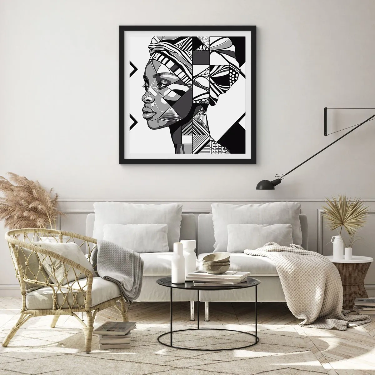 Plagát v čiernom ráme - Etnický portrét - 60x60 cm