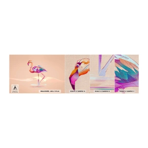 Vzorka fototapety Premium Canvas - Vták dobrých emócií - Flamingo, Vták, Abstrakcia - 100x30 cm