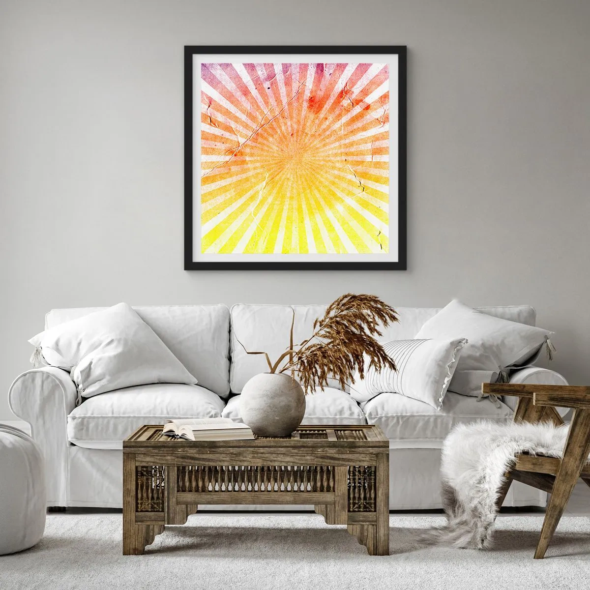 Plagát v čiernom ráme - Východy a západy - 60x60 cm