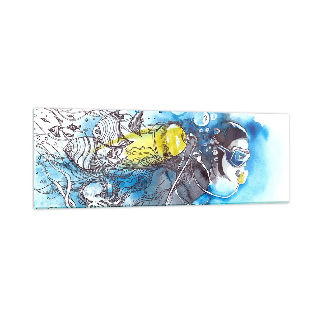 Obraz na skle - Veľká modrá - 90x30 cm