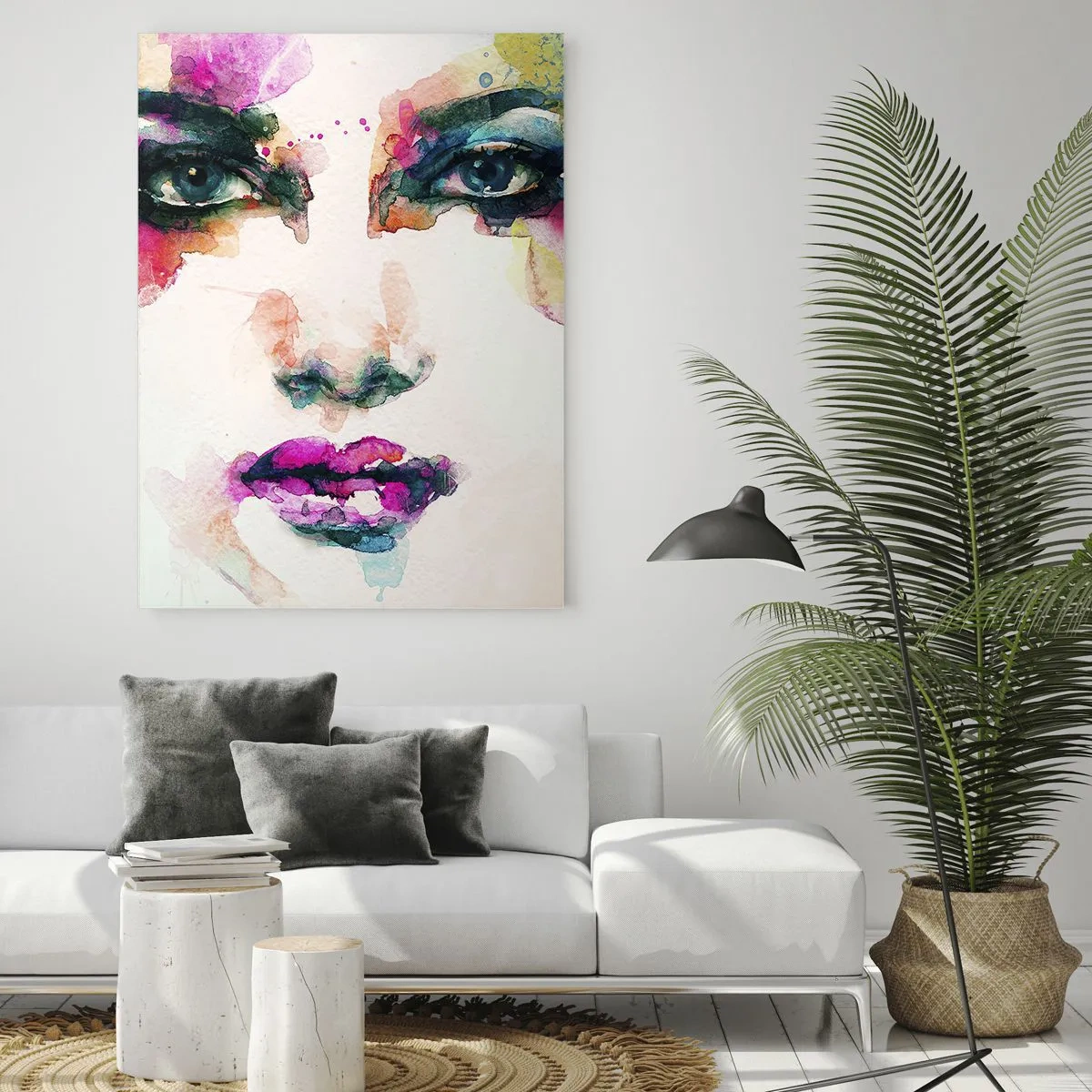 Obraz na skle - Portrét maľovaný dúhou - 50x70 cm