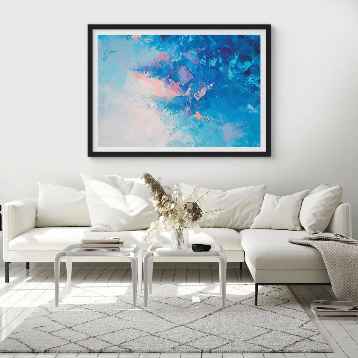 Plagát v čiernom ráme - Zimná abstrakcia - 70x50 cm