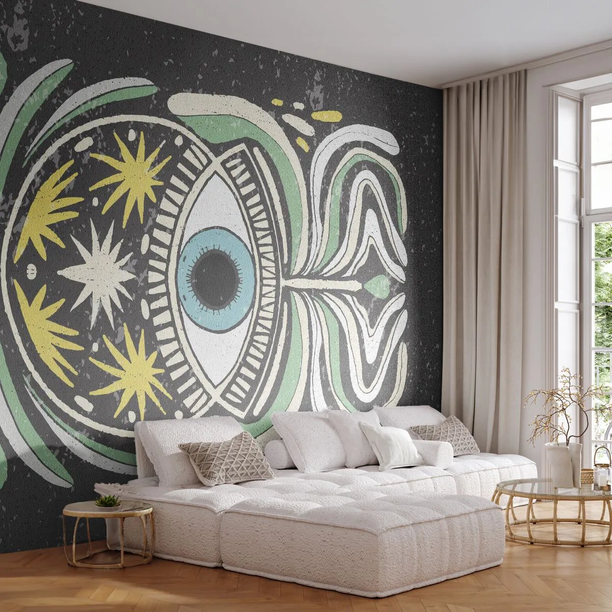 Fototapeta Premium Sand - Kmeňové rituály - Boho, Oko, Pastel - 100x70 cm