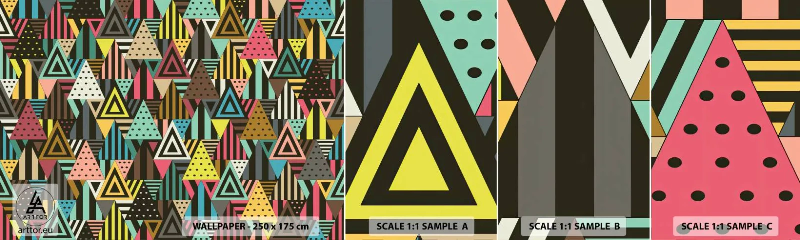 Vzorka Fototapeta Standard Eco - V rytme na tri - Abstrakcia, Kus, Trojuholníky - 100x30 cm