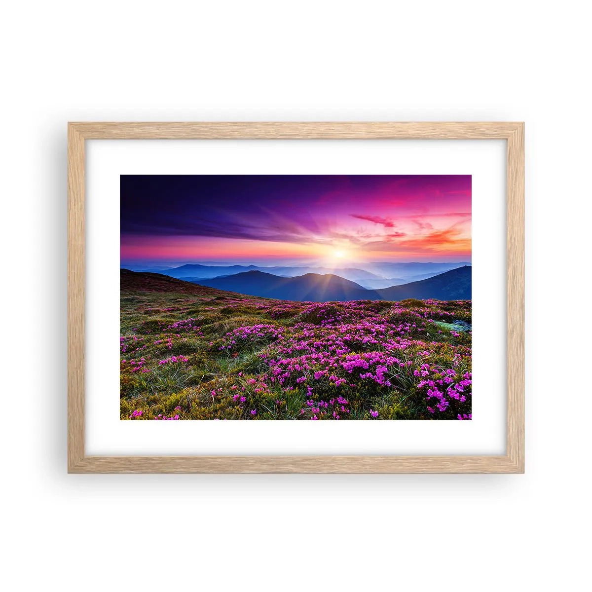 Plagát v ráme zo svetlého duba - Zavoňali svieže púčiky byliniek z obilných polí - 40x30 cm