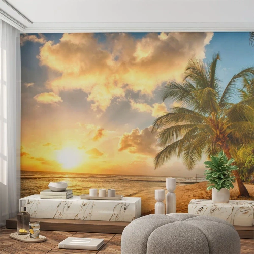 Fototapeta Premium Canvas - Večné leto, vždy prázdniny - Krajina, Pláž, Kokosová palma - 100x70 cm