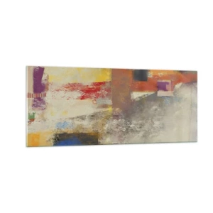 Obraz na skle - Geometria farieb - 100x40 cm