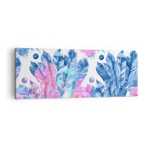 Obraz na plátne - Chocholy v ružovej a blankytnej - 140x50 cm