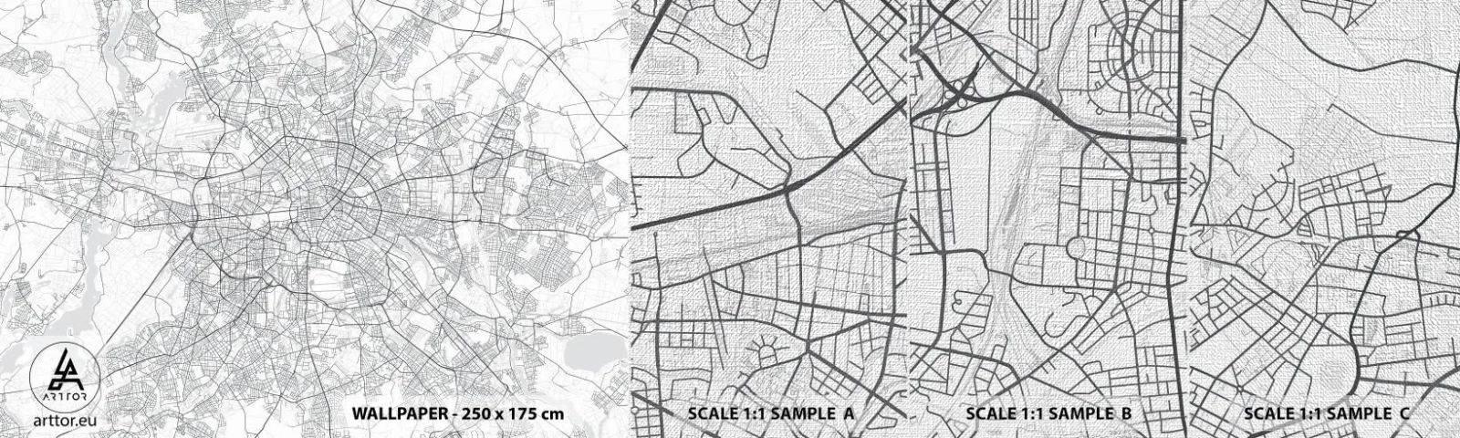Vzorka fototapety Premium Canvas - Kvet Berlína - Mesto, Mapa mesta, Berlín - 100x30 cm