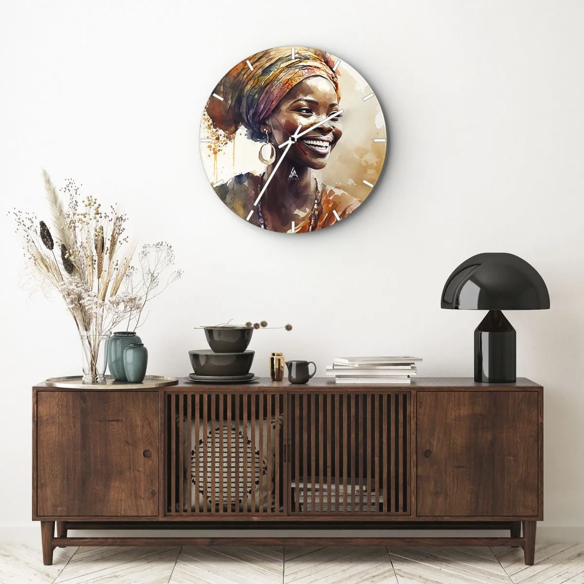 Nástenné hodiny - Africká kráľovná - 40x40 cm