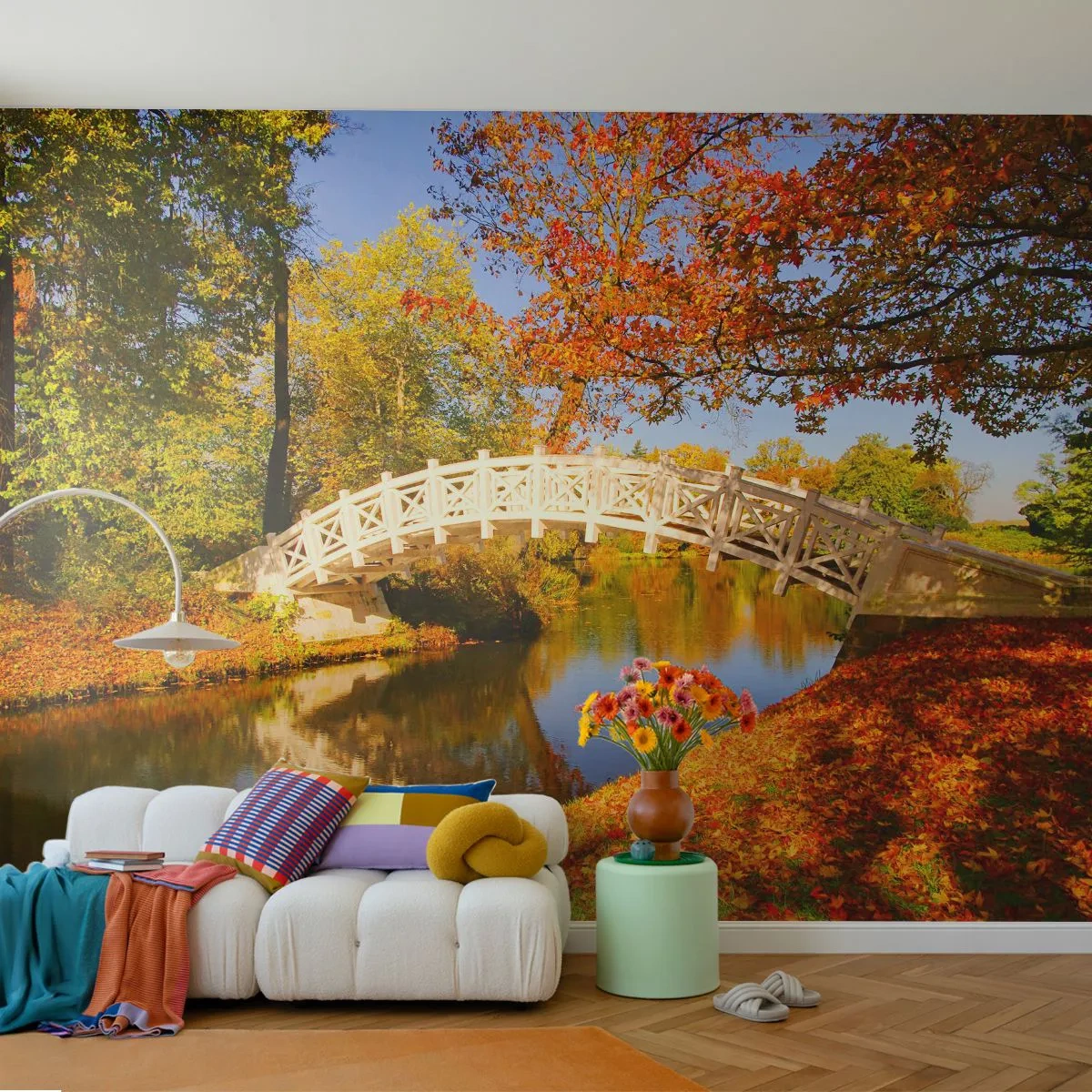 Fototapeta Premium Canvas - Na bielom mostíku vzdychov - Krajina, Park, Drevený most - 250x175 cm