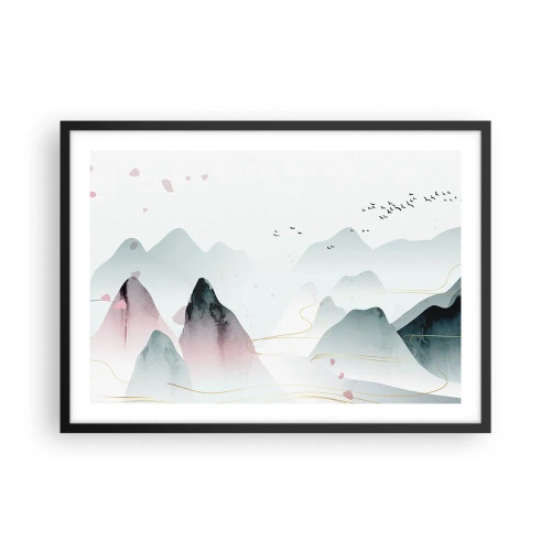 Plagát v čiernom ráme - Cez vrcholy - 70x50 cm