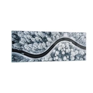 Obraz na skle - Zimným lesom - 140x50 cm