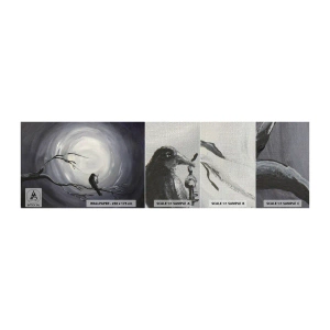 Vzorka fototapety Premium Canvas - Kľúč k tajomstvu noci - Abstrakcia, Vrana, Vták - 100x30 cm