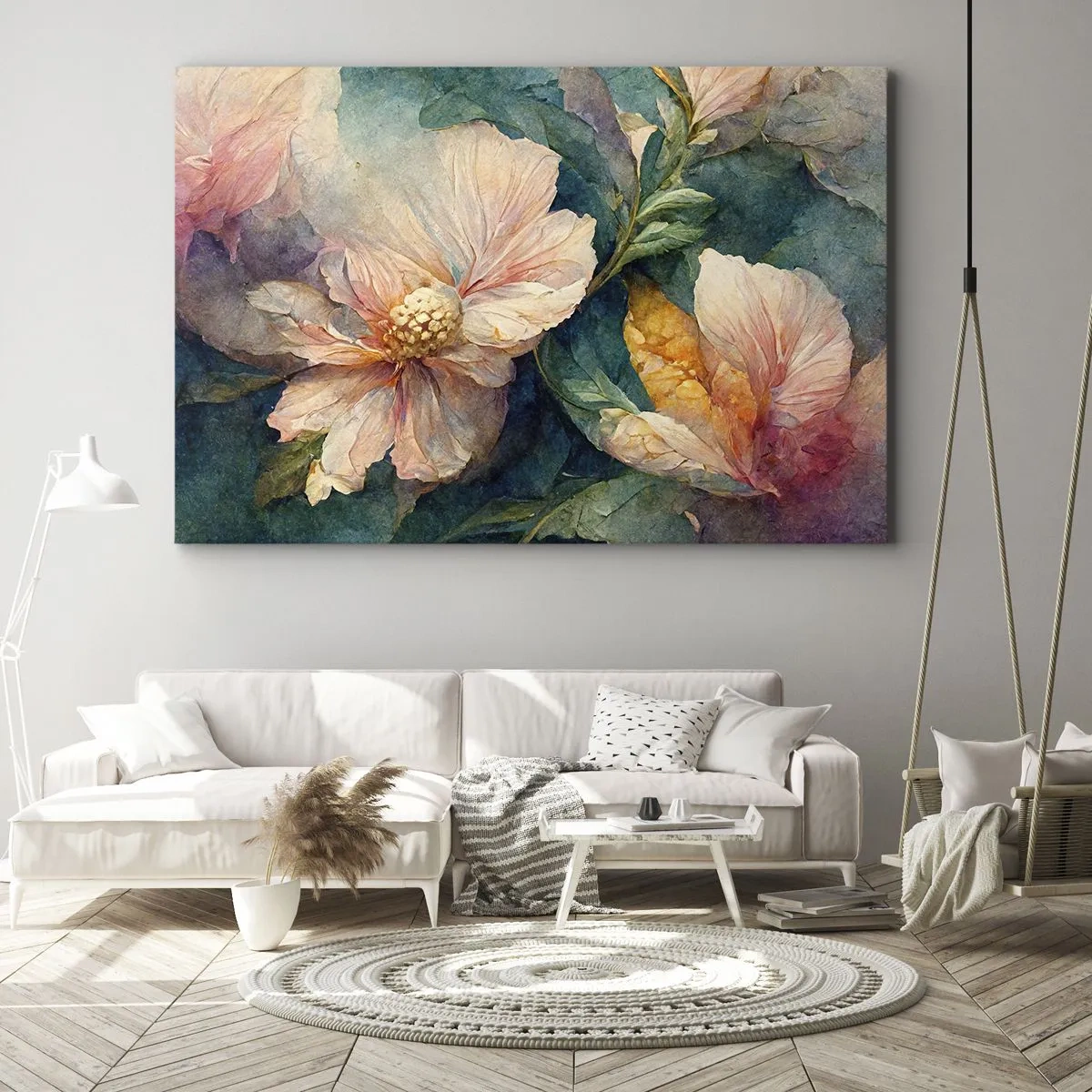 Obraz na plátne - Jemné kvety v pastelových farbách - 70x50cm - Číra subtílnosť - Moderná nástenná dekorácia do obývacej izby a spálne ARTTOR