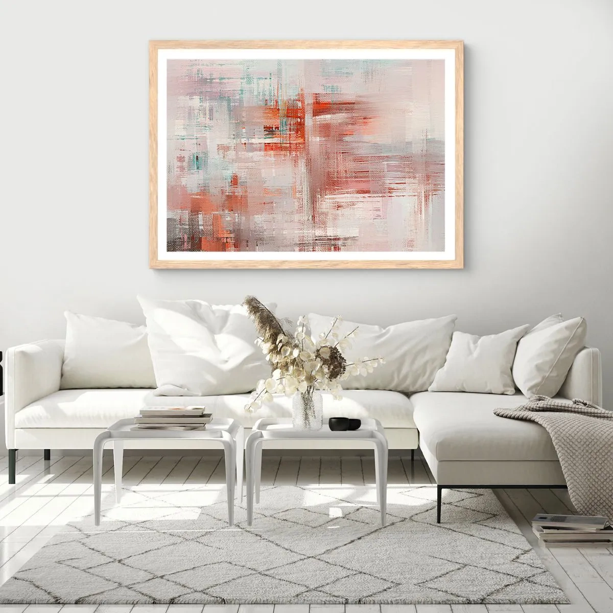 Plagát v ráme zo svetlého duba - Zahmlené. Ale ružové - 70x50 cm