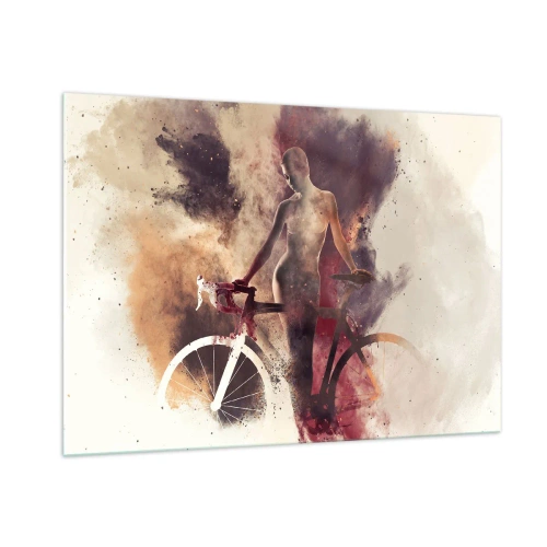 Obraz na skle - Cyklistická duša v mramorových tvaroch - 100x70 cm