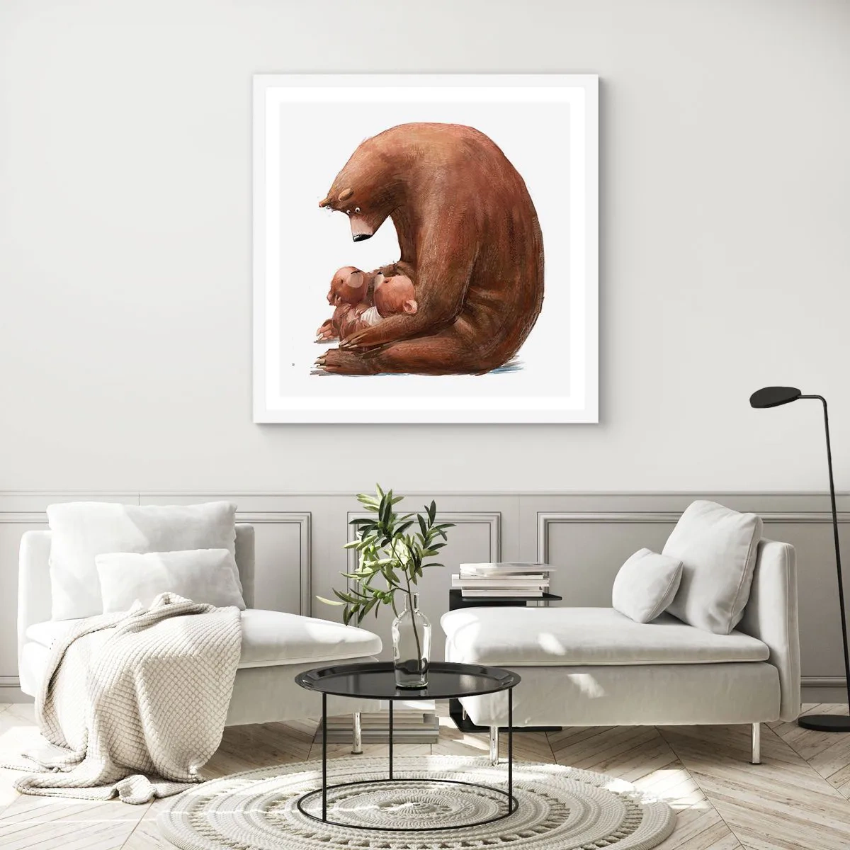 Plagát v bielom ráme - Sladké sny, deti - 40x40 cm