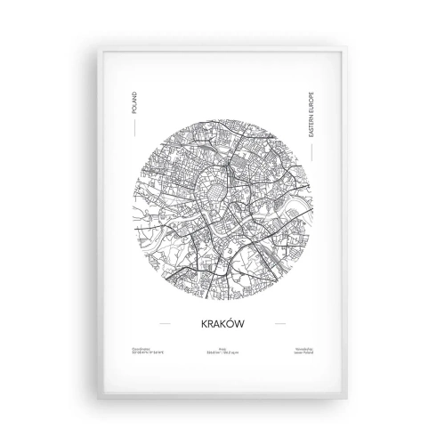 Plagát v bielom ráme - Anatómia Krakova - 70x100 cm