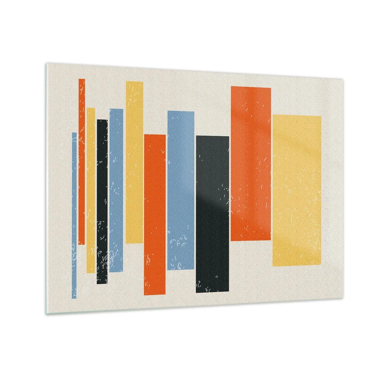 Obraz na skle - Geometrické pruhy v rytmickej kompozícii na svetlom pozadí - 70x50cm - Záznam hudby - Moderná nástenná dekorácia do obývacej izby a spálne ARTTOR
