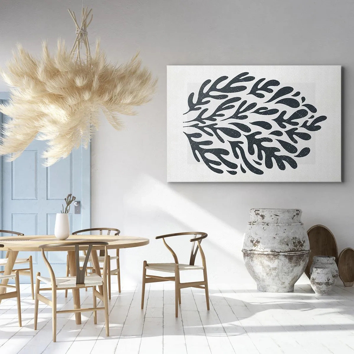 Obraz na plátne - Tmavý abstraktný motív listu na svetlom pozadí - 70x50cm - Tvary prírody - Moderná nástenná dekorácia do obývacej izby a spálne ARTTOR