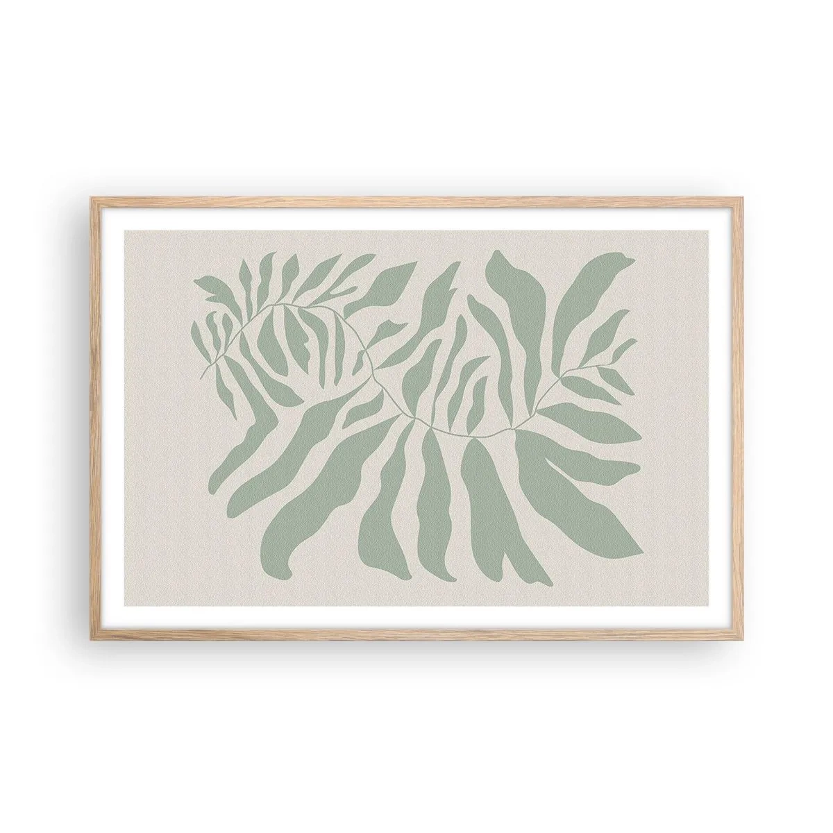 Plagát v ráme zo svetlého duba - Smaragdová vetva - 91x61 cm