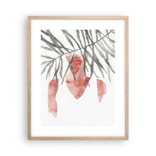 Plagát v ráme zo svetlého duba - Dáma trópov - 40x50 cm