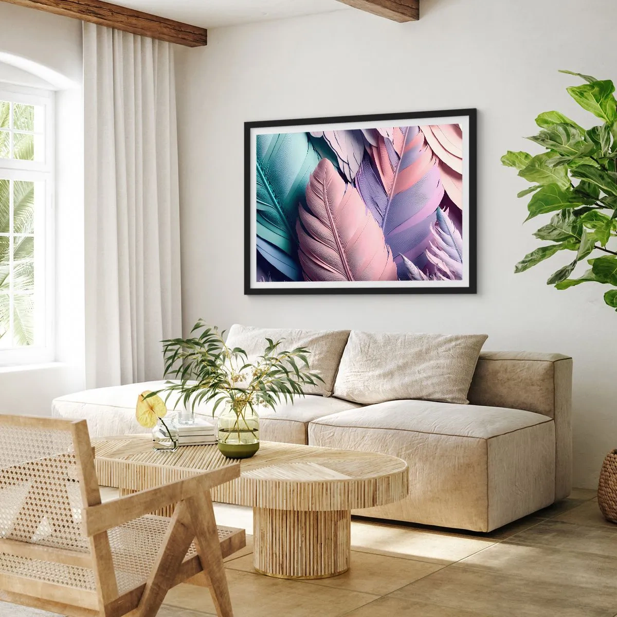 Plagát v čiernom ráme - Vtáčí štýl - 70x50 cm