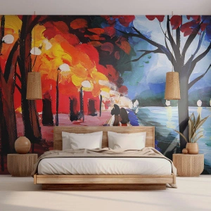 Fototapeta Premium Sand - Horúca jeseň v parku - Abstrakcia, Krajina, Park Alley - 300x210 cm