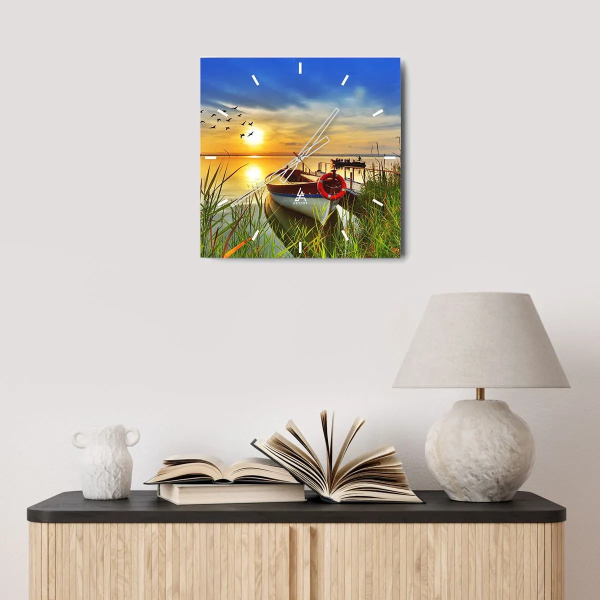 Nástenné hodiny - Kormorány už odlietajú - 30x30 cm