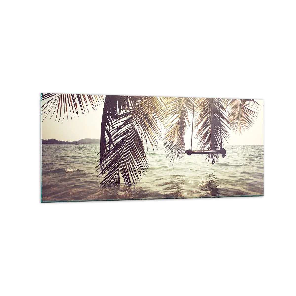 Obraz na skle - Hojdať sa ľubovoľne v oblakoch - 120x50 cm