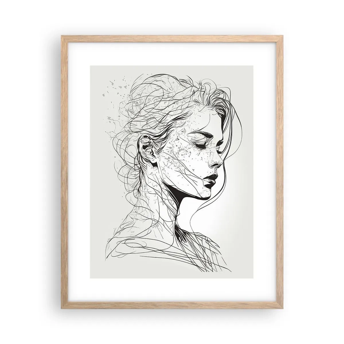 Plagát v ráme zo svetlého duba - Portrét v zamyslení - 40x50 cm