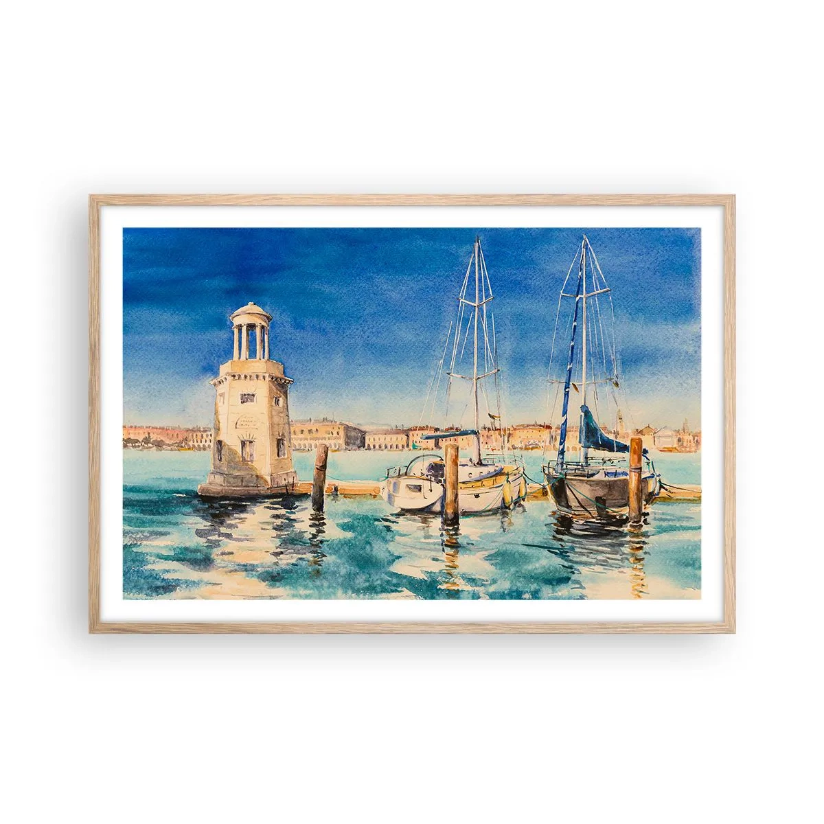 Plagát v ráme zo svetlého duba - Slnečná lagúna - 91x61 cm