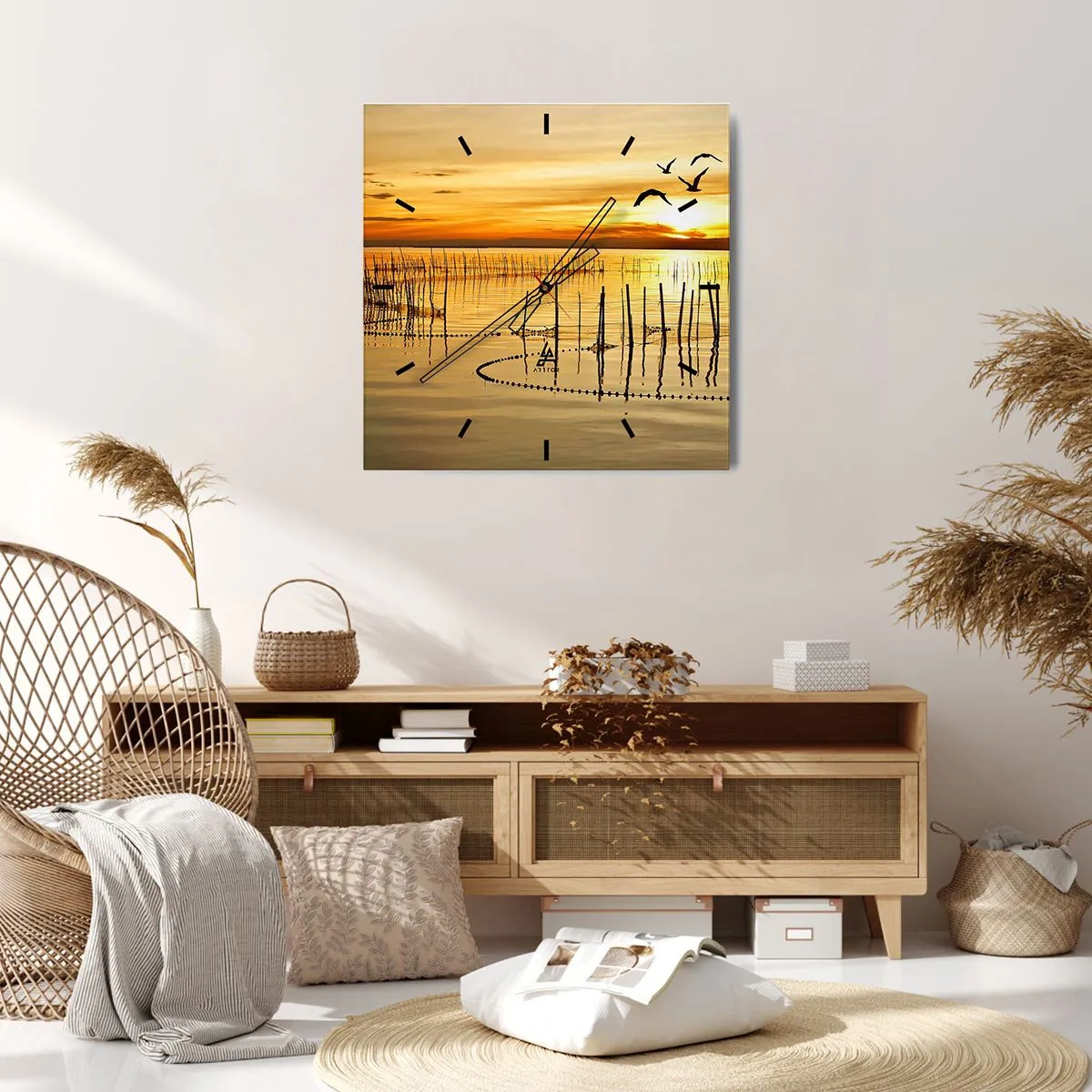 Nástenné hodiny - Na rybolove - 30x30 cm