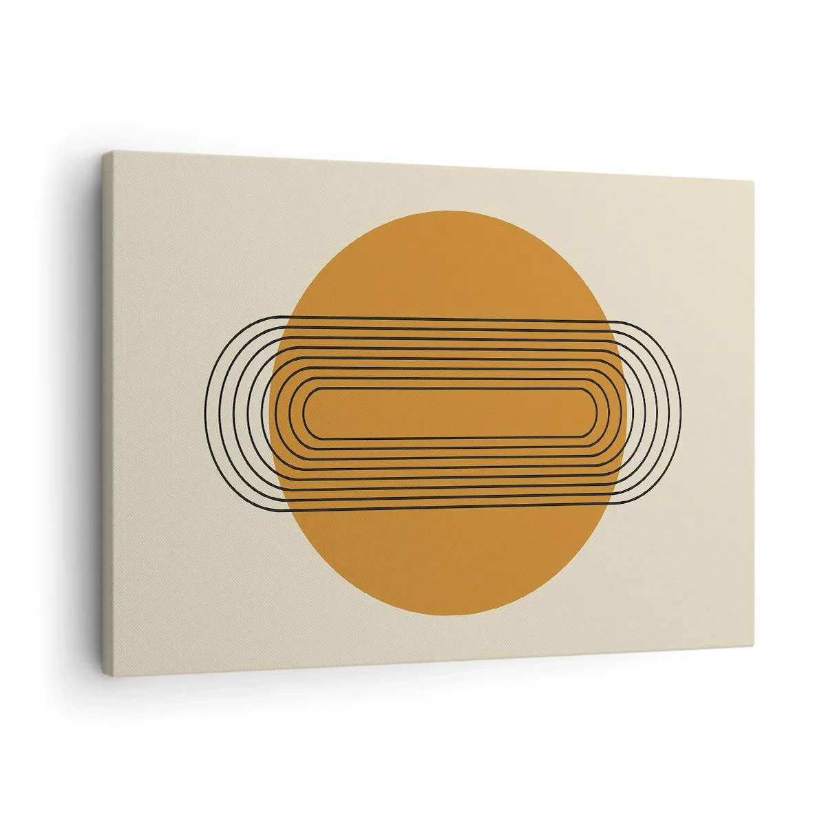 Obraz na plátne - Geometrický vzor s oranžovými kruhmi a čiarami - 70x50cm - Dokonalý plán - Moderná nástenná dekorácia do obývacej izby a spálne ARTTOR