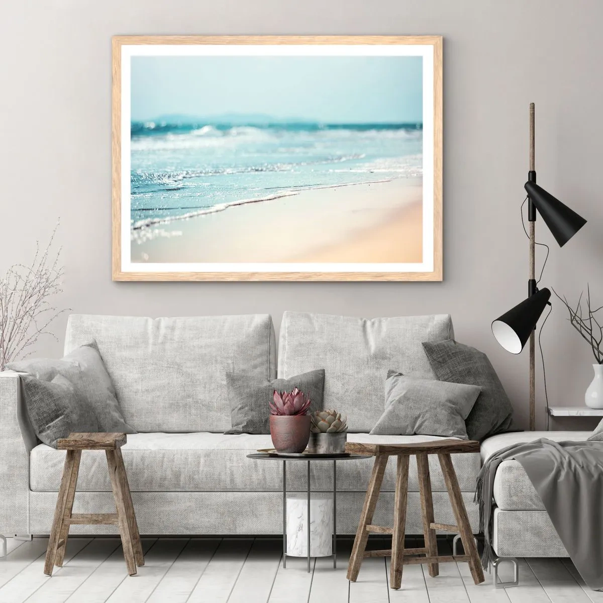 Plagát v ráme zo svetlého duba - Teplo a hluk - 40x30 cm