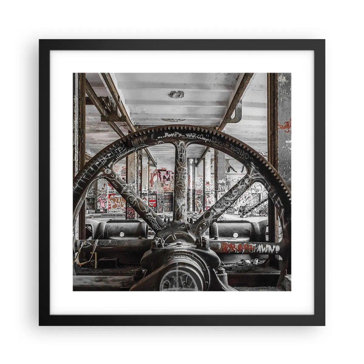 Plagát v čiernom ráme - Tajný život továrne - 40x40 cm