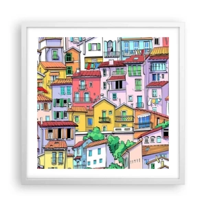 Plagát v bielom ráme - Veselé mesto - 50x50 cm