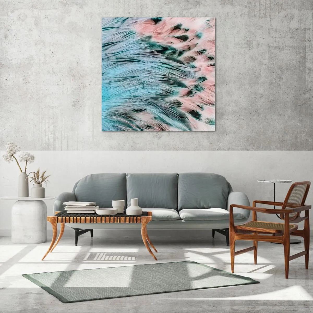 Obraz na skle - Zafírovo ružové páperie - 70x70 cm